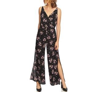 1. State Black Floral Wide Leg Jumpsuit Women's Small Dark Romantic